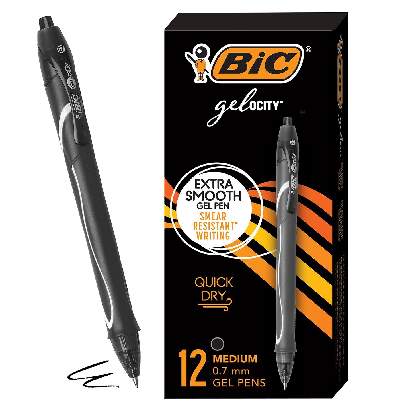 Gel-ocity&#xAE; Quick Dry Retractable Gel Pens, Black, Pack of 12