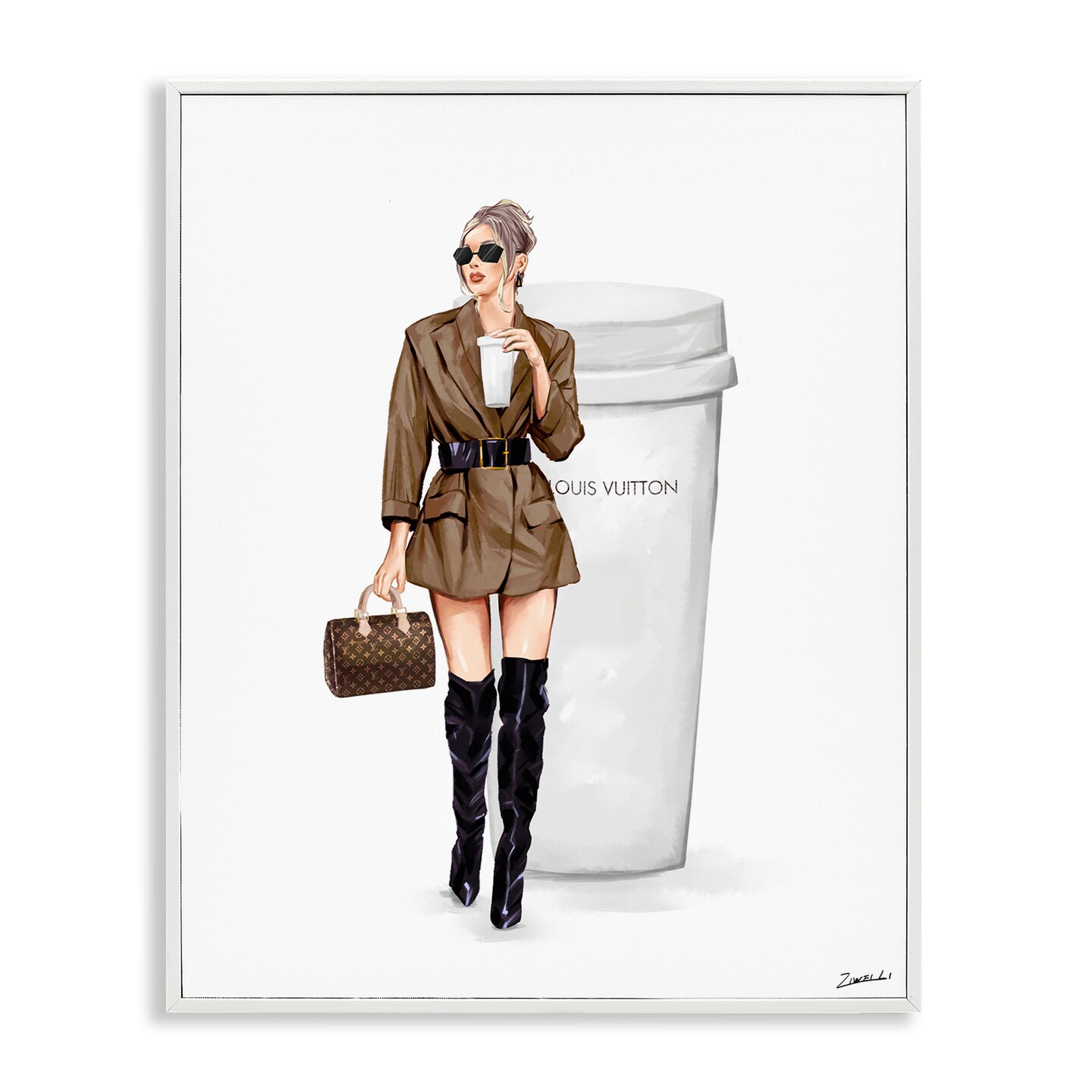 Stupell Industries Chic Fashion & Coffee Cup Framed Giclee Wall