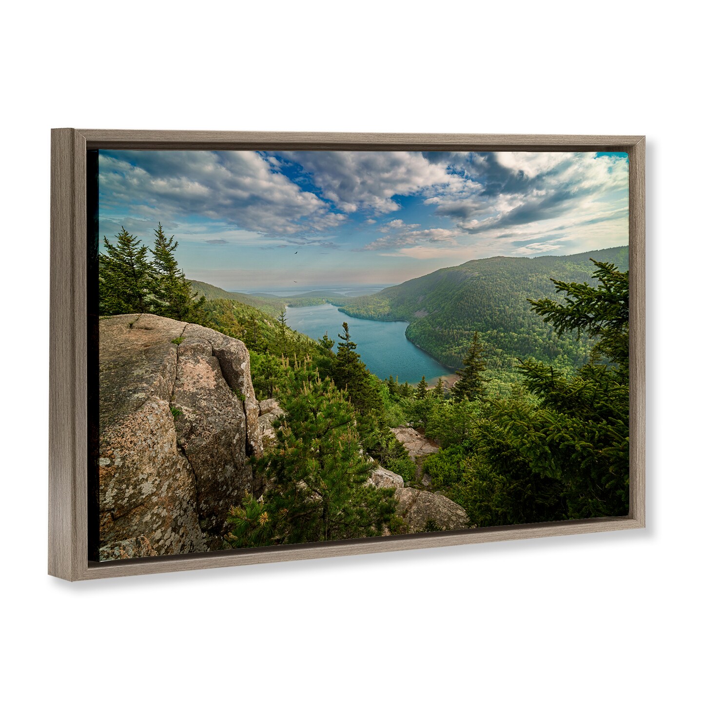 Stupell Industries Lake View Over Mountains Framed Floater Canvas Wall Art Design by Rick Berk