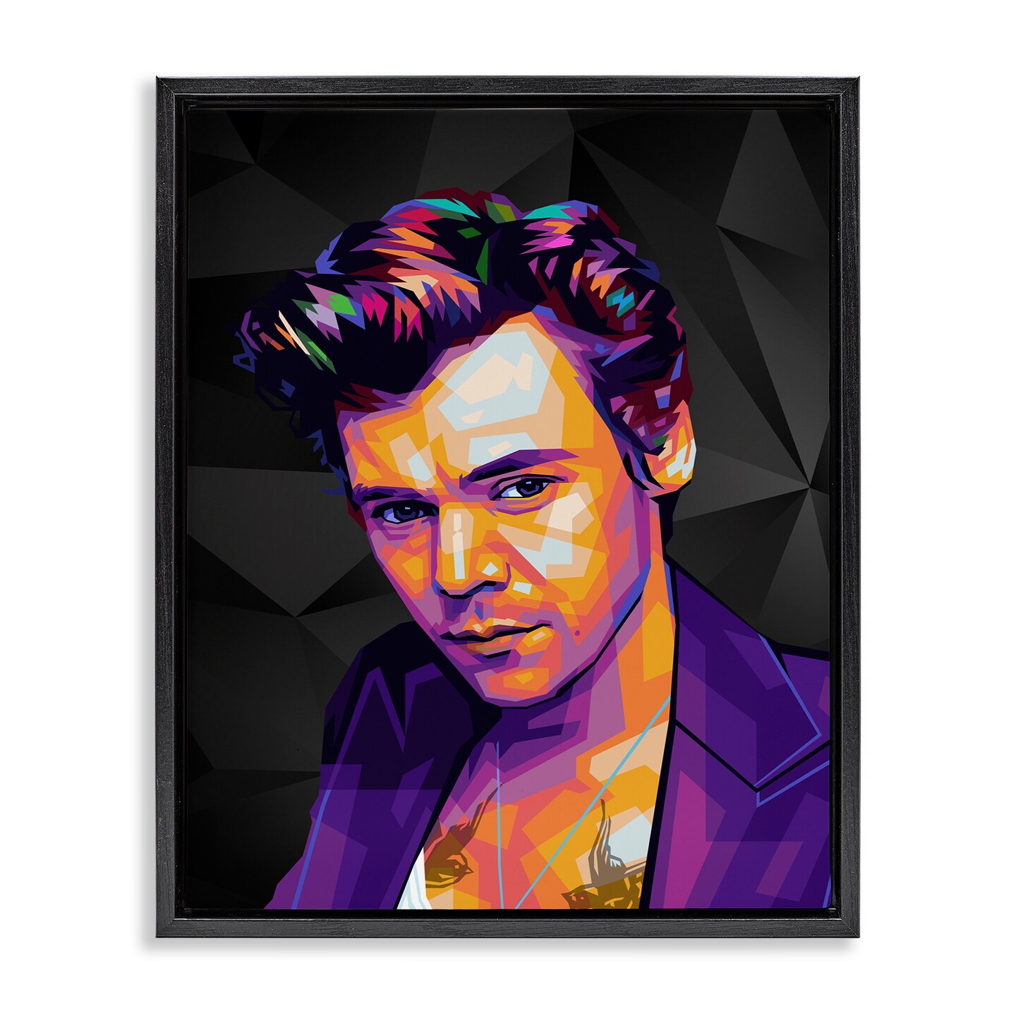 Stupell Industries Bright Harry on Black Framed Floater Canvas Wall Art Design by Birch & Ink
