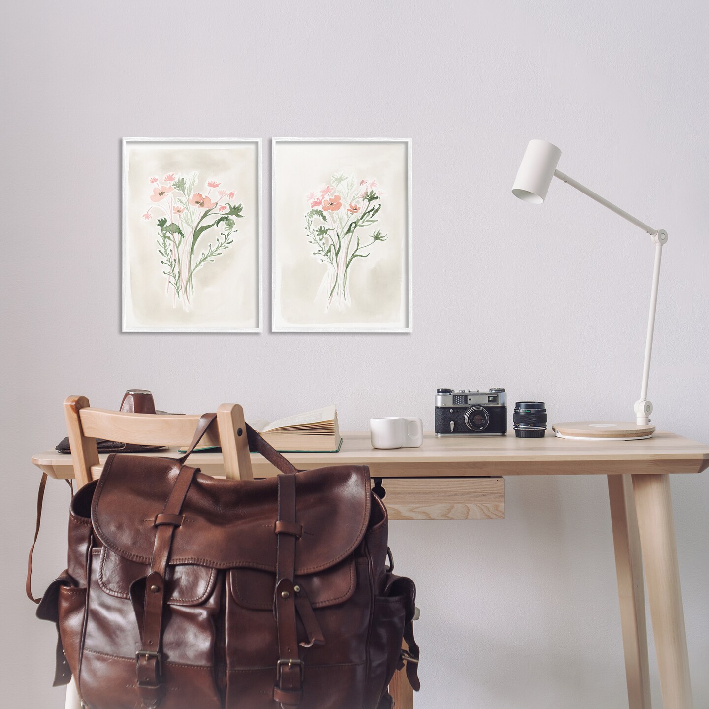 Stupell Industries Simple Watercolor Flowers 2 pc Framed Giclee Wall Art Set Design by Elizabeth Medley