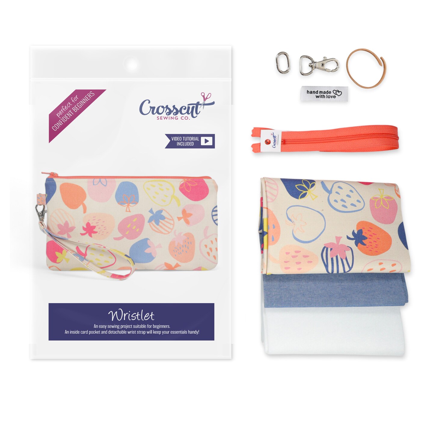 Crosscut Sewing Co.® Wristlet Sewing Kit - Beginner Sewing Project Kit