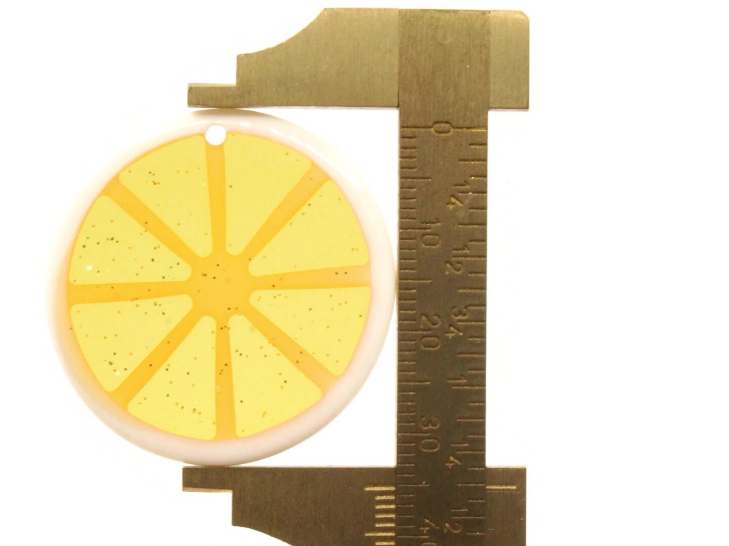 4 34mm Orange Citrus Fruit Slice Sparkle Resin Charms