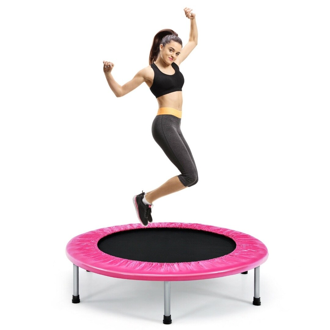 38 Inch Mini Folding Trampoline Portable Leisure Fitness Backboard