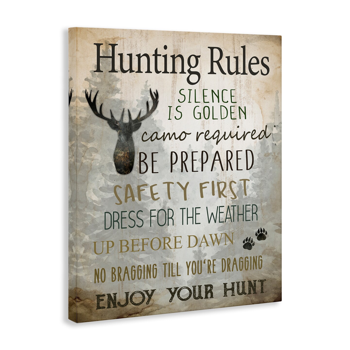 Stupell Industries Rustic Hunting Rules Canvas Wall Art Design by Kim Allen