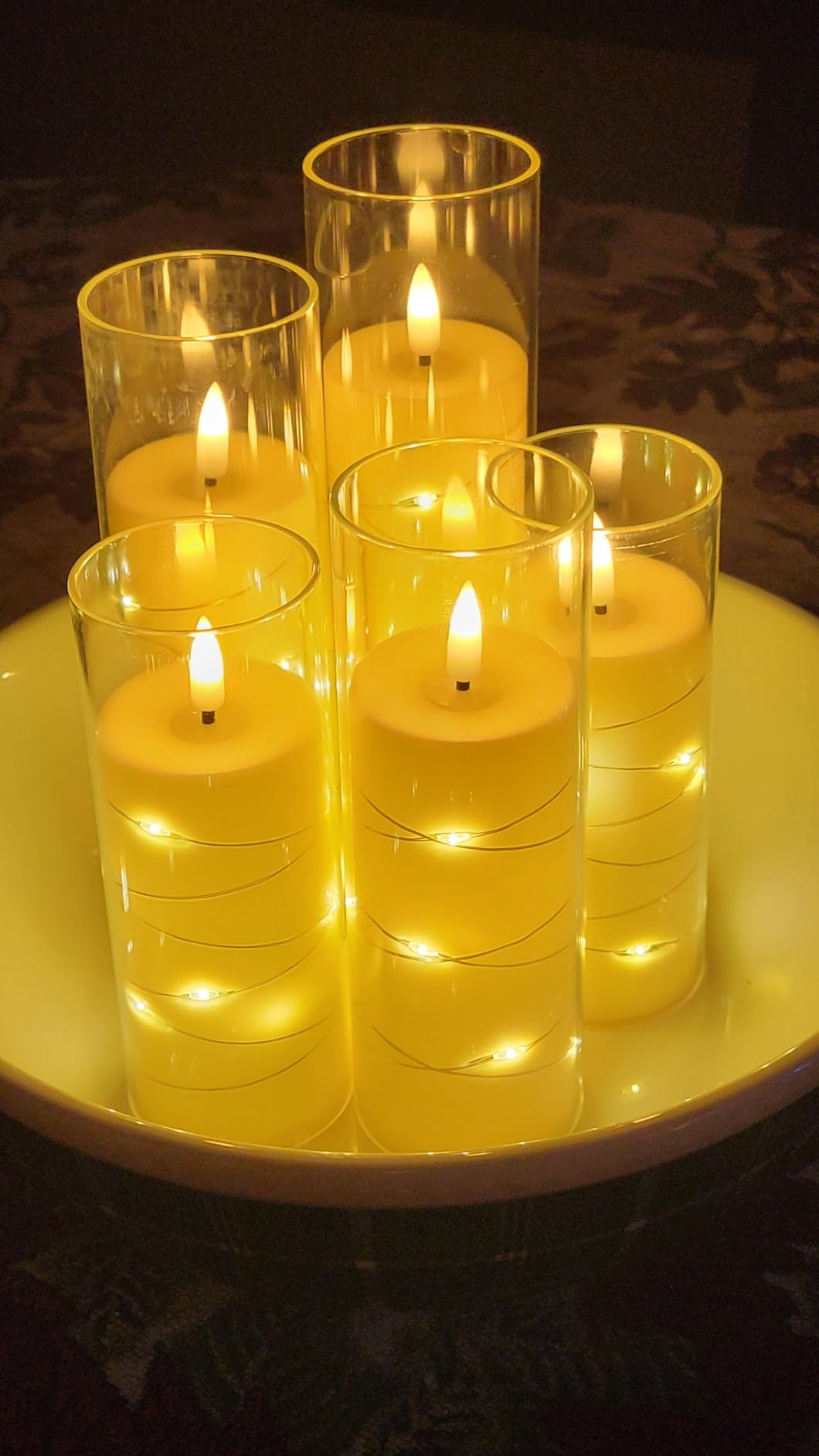 5 Pcs Flameless LED Candles Flickering Flameless Candles Battery Operated Candles with Remote Timer Warm Light Acrylic LED Pillar Candles for Romantic Atmosphere Home Decor