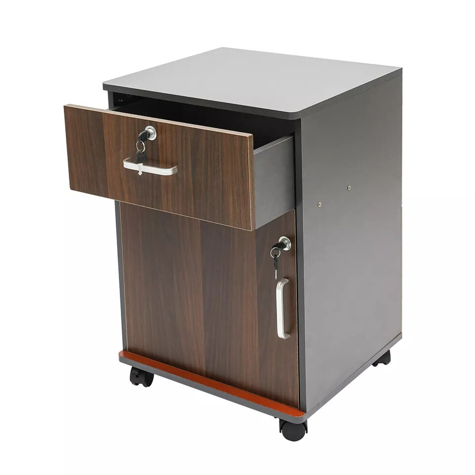 2 Tier Mobile File Cabinet, Under Desk Metal Filing Cabinet with Lock &#x26; 1-Drawer