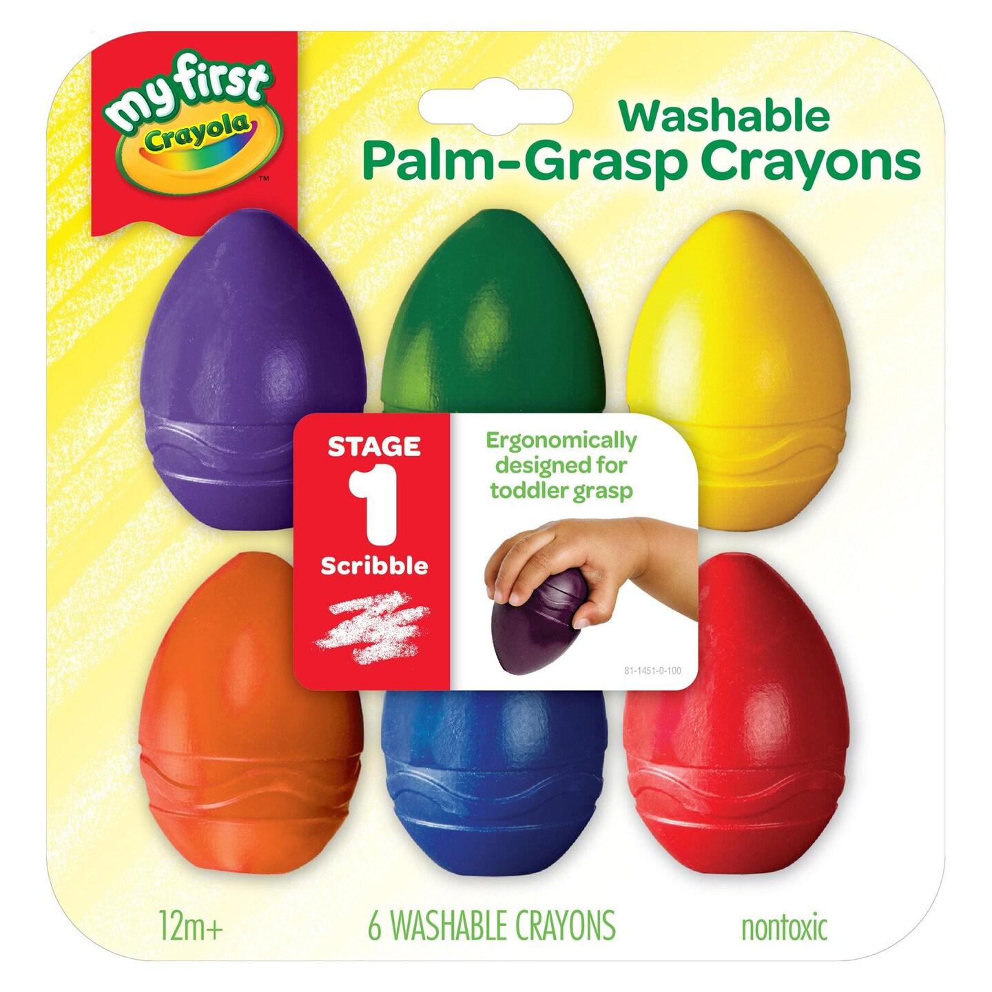 My First Crayola&#xAE; Washable Palm Grasp Crayons, 6 Count