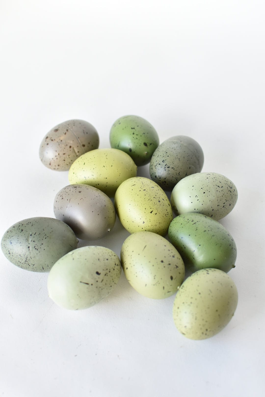 2&#x22; Faux Shades of Green Speckled Eggs