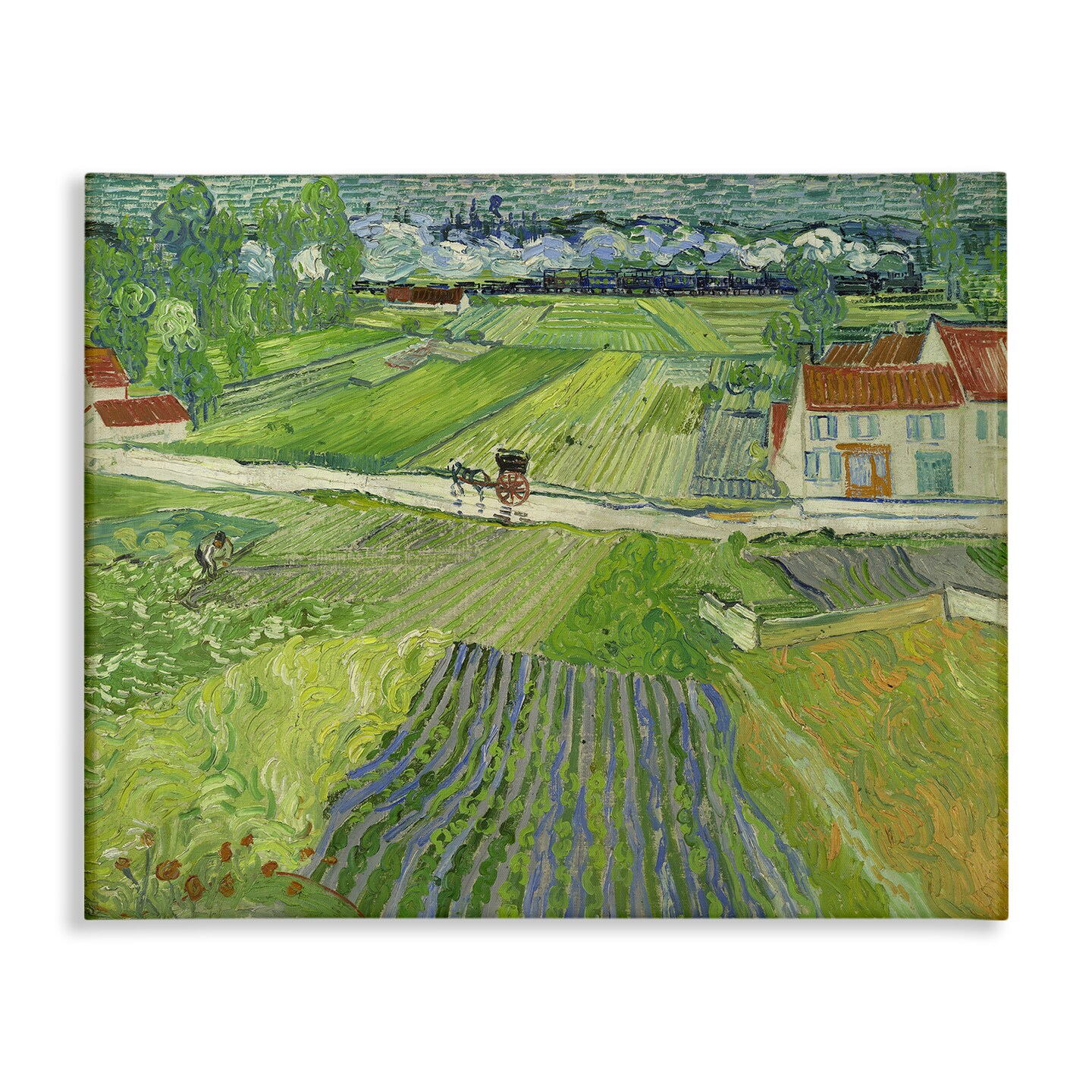 Stupell Industries Van Gogh Carriage &#x26; Train Landscape Canvas Wall Art Design by one1000paintings