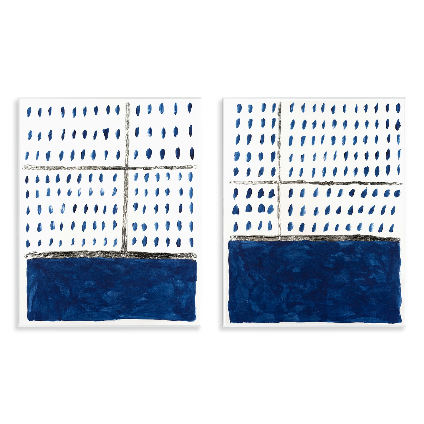 Stupell Industries Abstract Indigo Block Room 2 pc Wall Plaque Art Set Design by Michael Willett