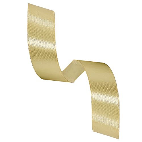 Solid Color Gold Satin Ribbon, 1 Inches x 25 Yards Fabric Satin Ribbon for Gift Wrapping, Crafts, Hair Bows Making, Wreath, Wedding Party Decoration and Other Sewing Projects