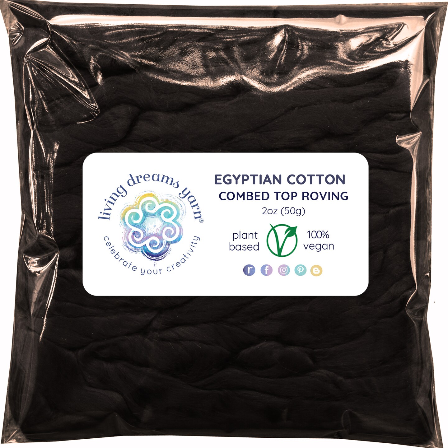 Egyptian Cotton - Beautifully Dyed Vivid Colors, Combed Top Roving for Spinning, Blending, Felting, Weaving.