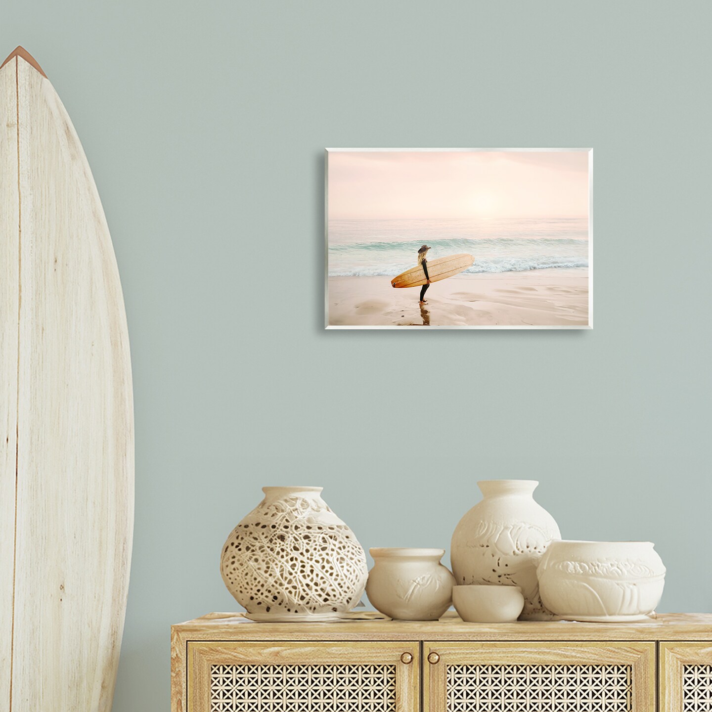 Stupell Industries Surfer Cowgirl on Beach Wall Plaque Art Design by Sisi and Seb