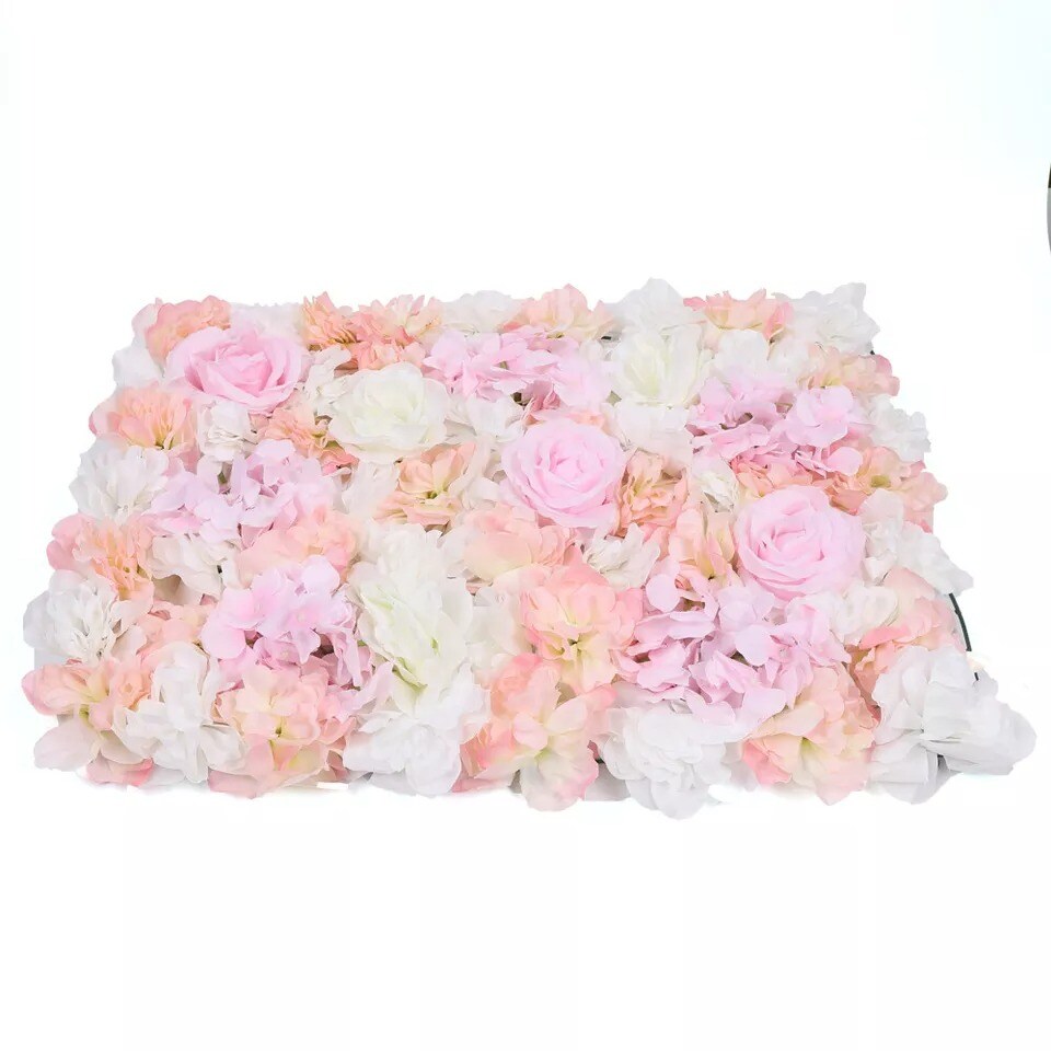 4pcs Artificial Rose Flower Wall Hydrangea Panel Bouquet Wedding Party Home Deco