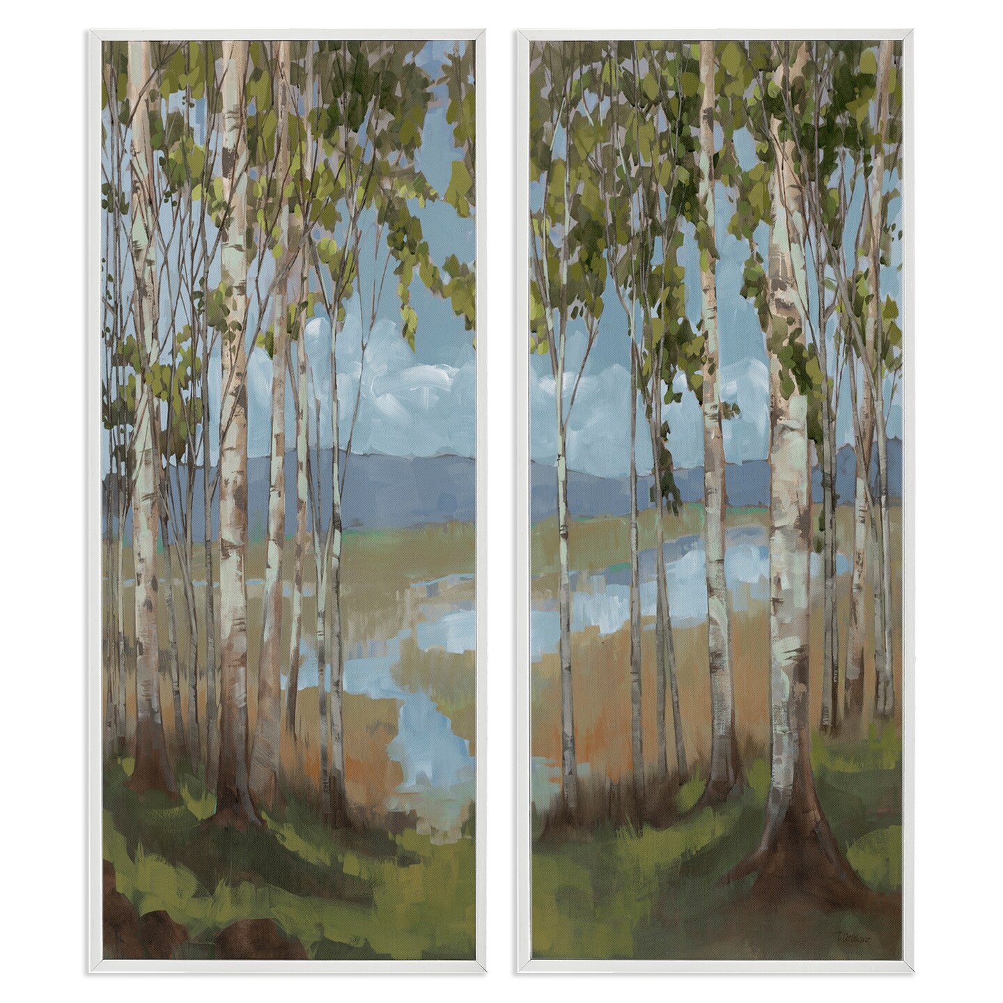 Stupell Industries White Birch Copse of Trees 2 pc Framed Giclee Wall Art Set Design by Trevor Copenhaver