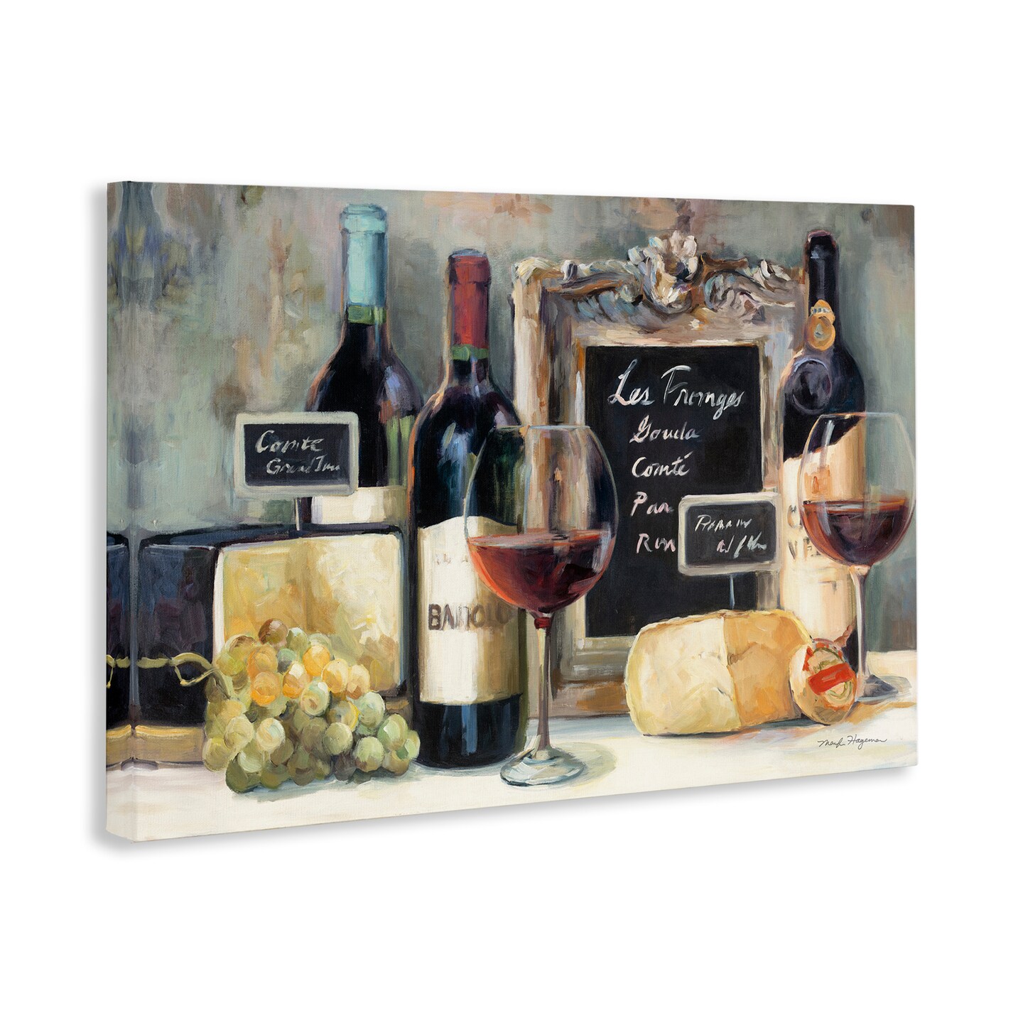 Stupell Industries Parisian Wine &#x26; Cheese Canvas Wall Art Design by Marilyn Borglum