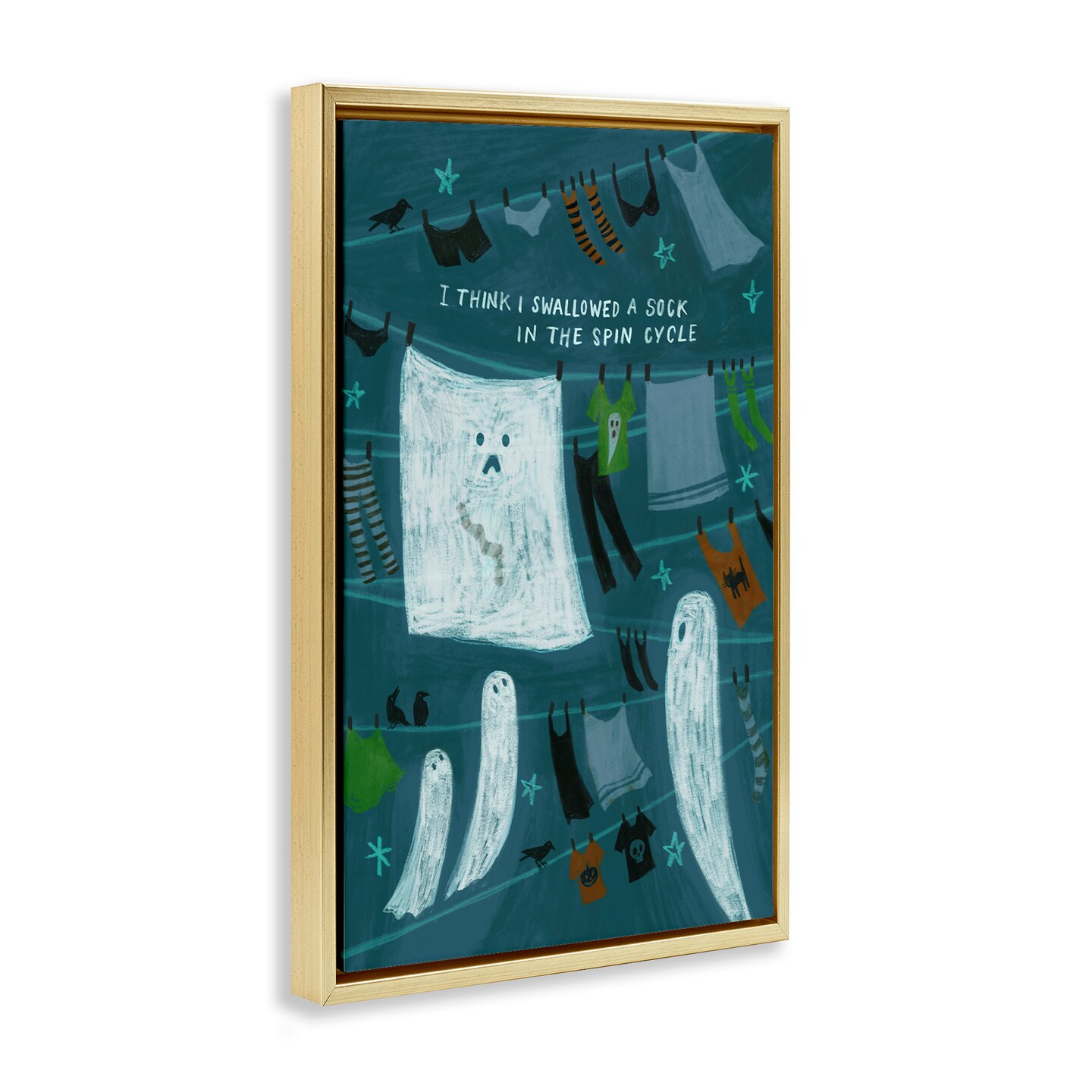 Stupell Industries Spooky Laundry Mystery Framed Floater Canvas Wall Art Design by Irene Chan
