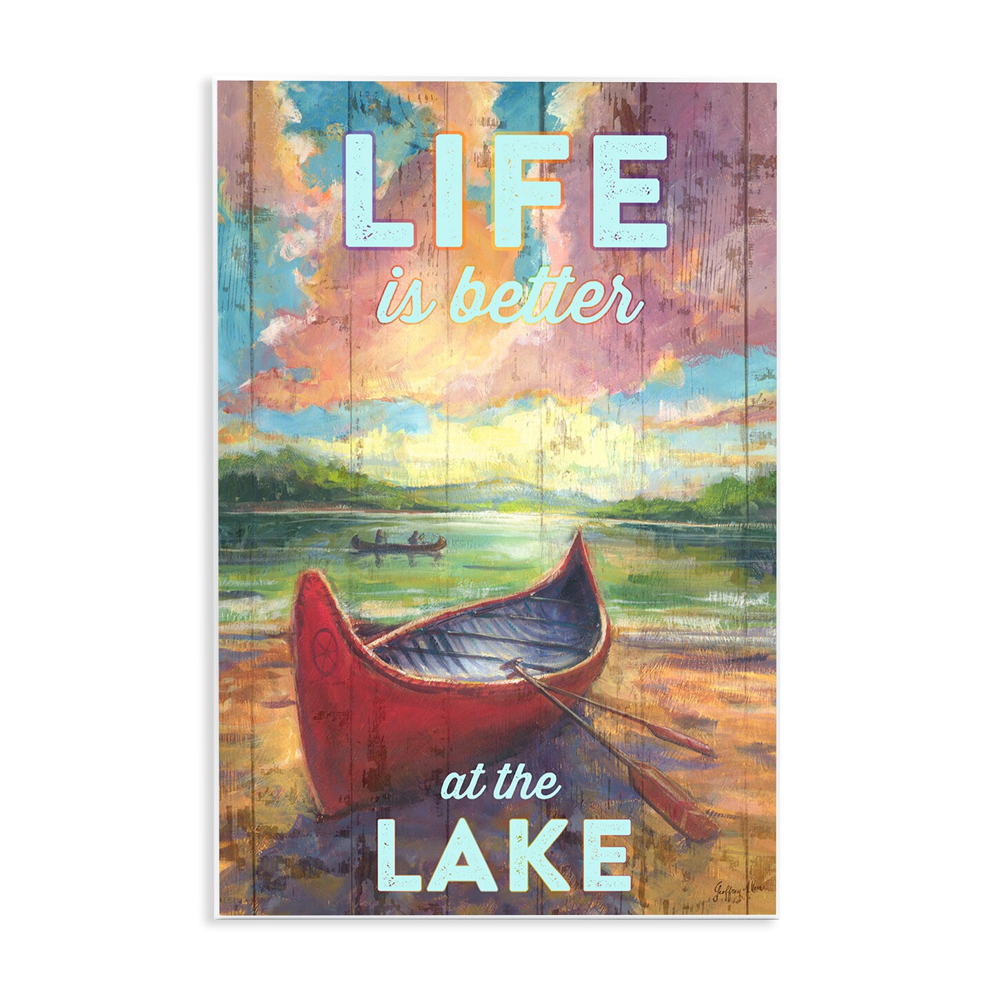 Stupell Industries Life At Lake with Canoe Wall Plaque Art Design by Geoff Allen