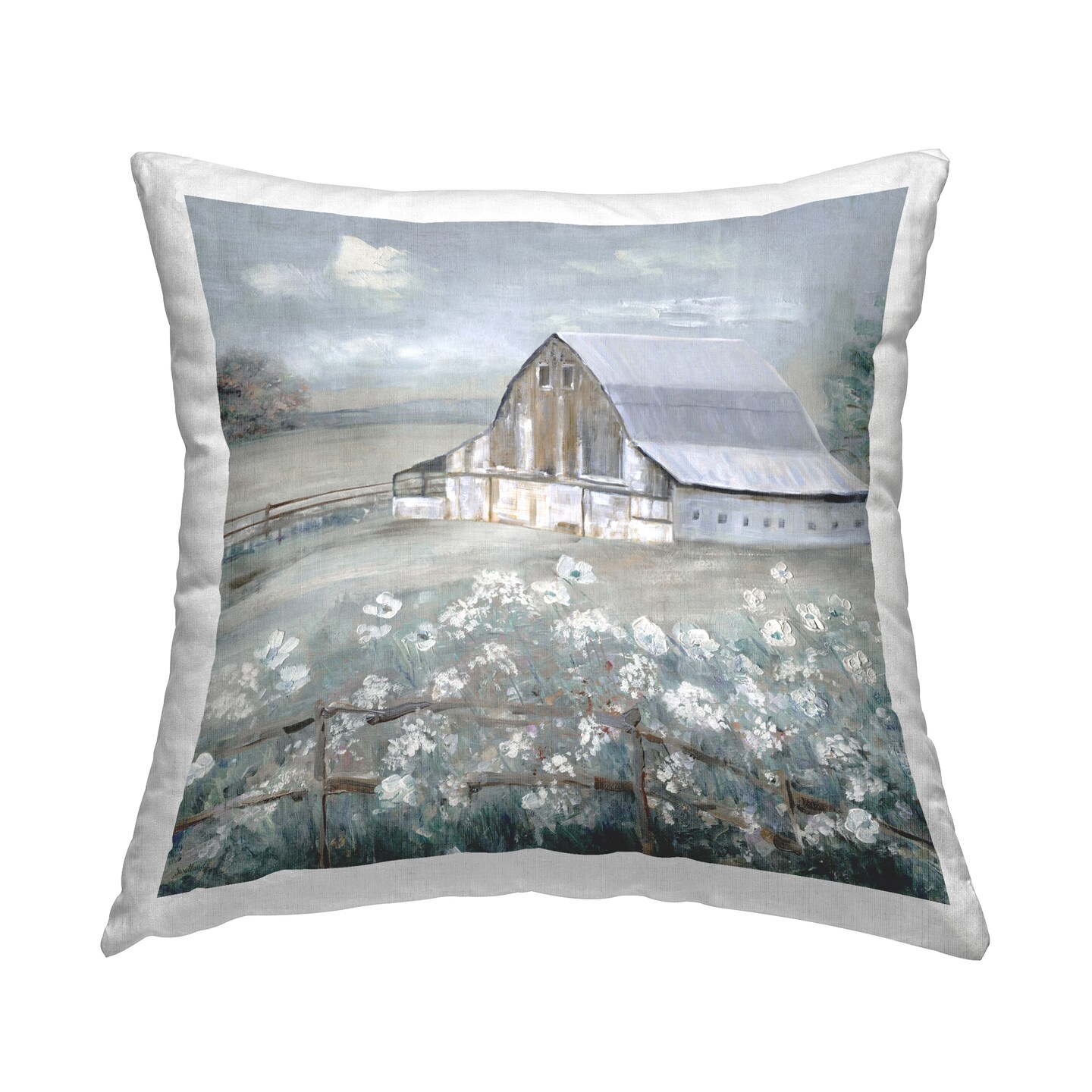 Blooming Farmhouse Meadow Decorative Printed Throw Pillow Design by Sally Swatland, 18 x 7 x 18