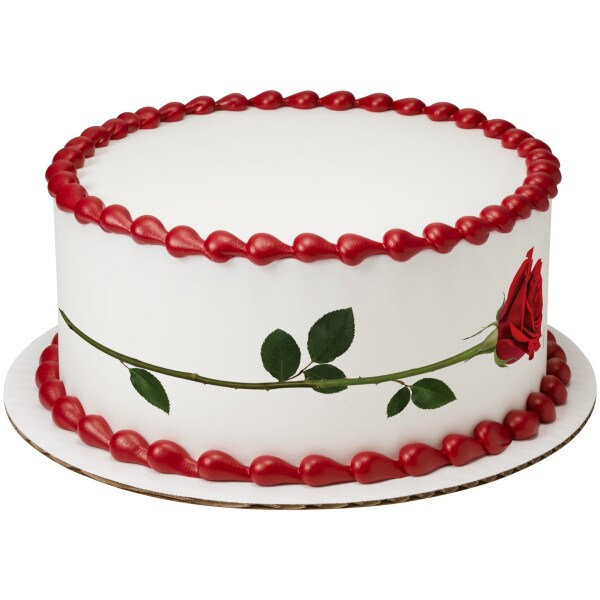 Stemmed Rose Edible Cake Topper Image&#xAE; Strips
