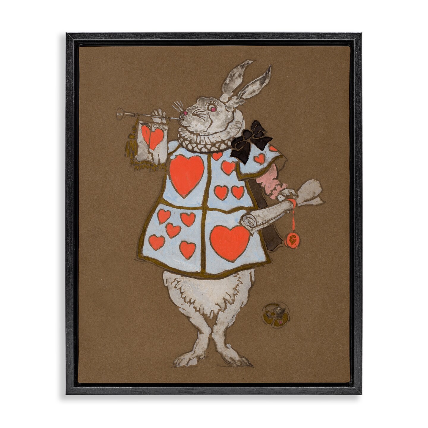 Stupell Industries Rabbit Playing Card Hearts Framed Floater Canvas Wall Art Design by Joris Hoefnagel