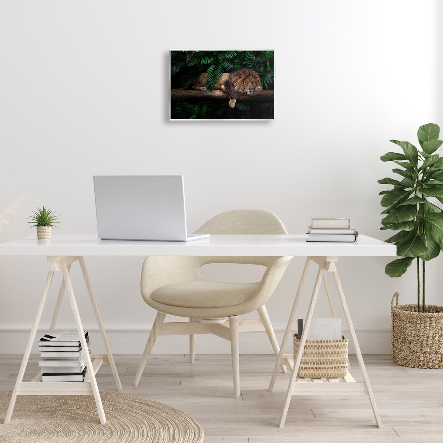 Stupell Industries Lion on Tropical Branch Wall Plaque Art Design by Reinders