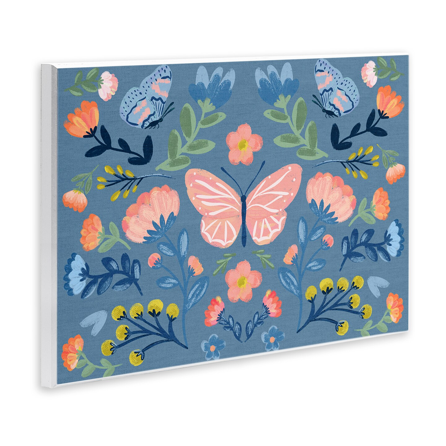 Stupell Industries Butterfly Garden on Blue Wall Plaque Art Design by Angel Nicole