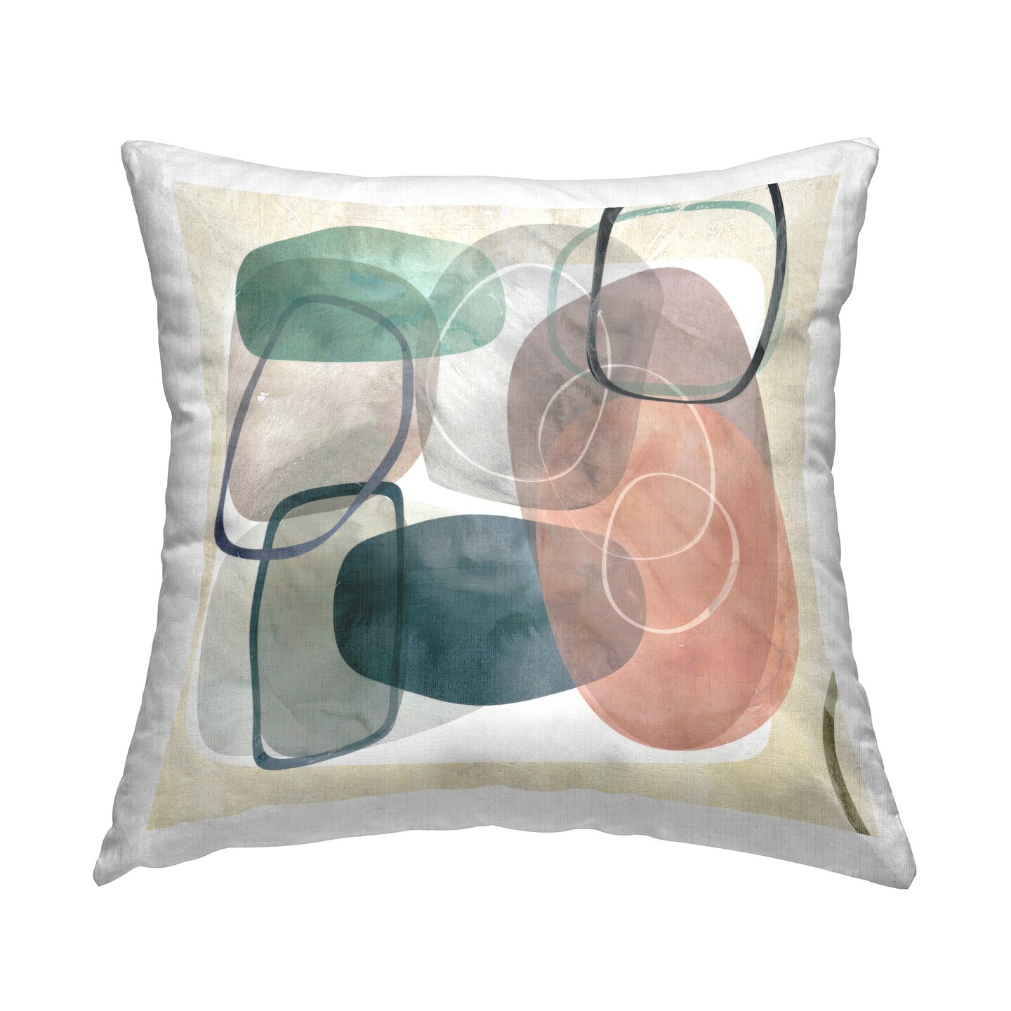 Oblong Organic Shapes Decorative Printed Throw Pillow Design by Carol Robinson, 18 x 7 x 18