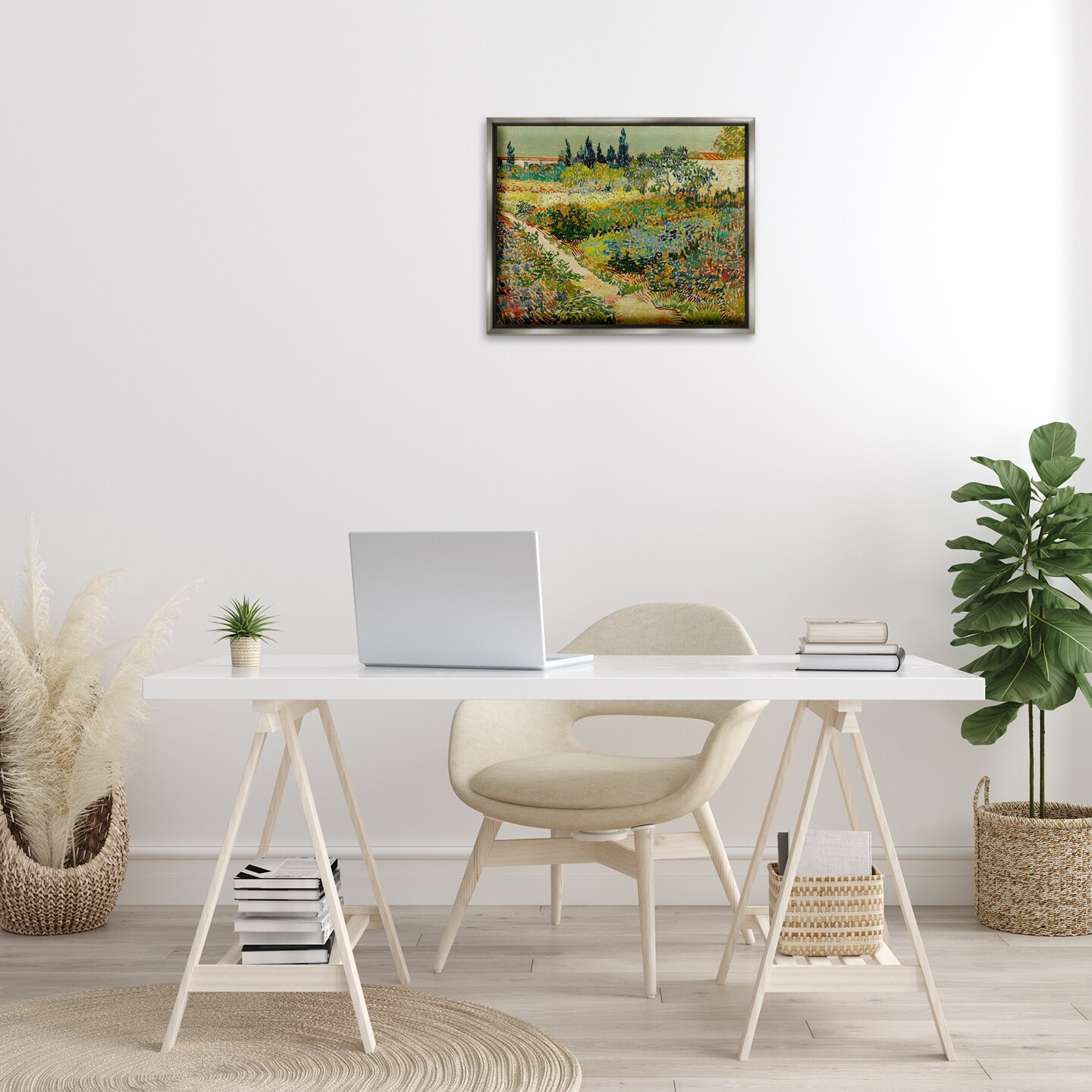 Stupell Industries Van Gogh Garden at Arles Framed Floater Canvas Wall Art Design by one1000paintings