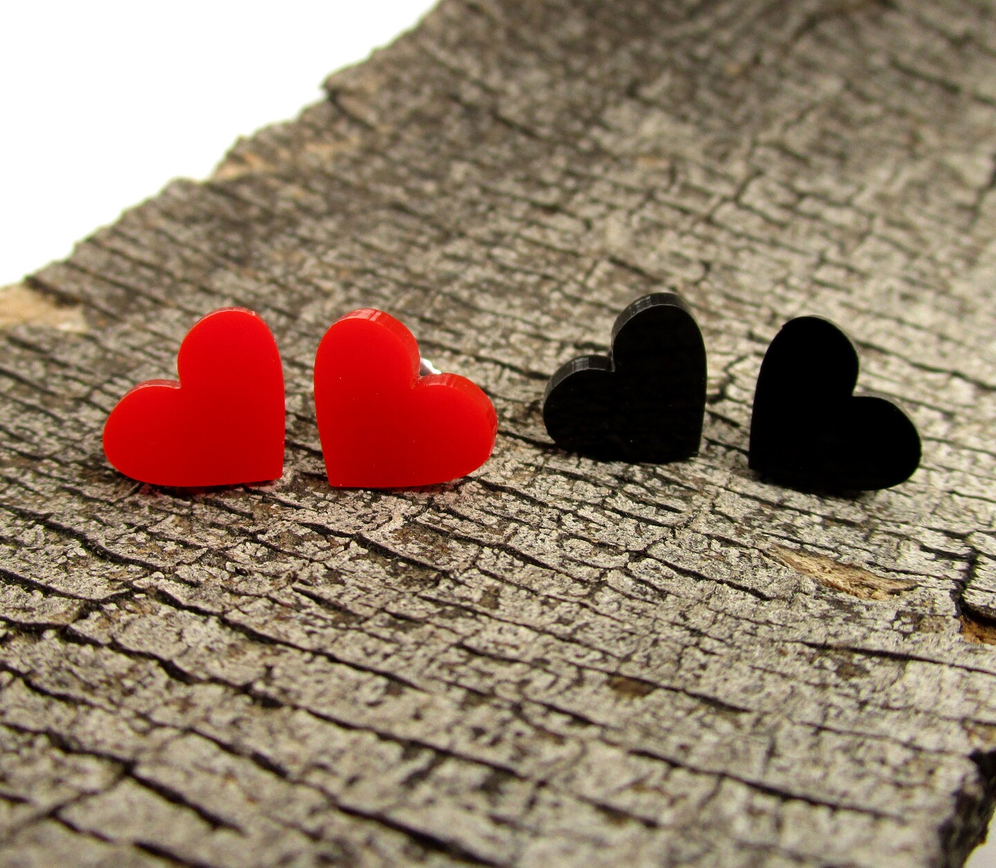 Red and Black Heart Stud Earrings SET - 2 Pair - Harley Quinn Earrings-  Valentine's Day Love Jewelry | MakerPlace by Michaels, image size:1080x941