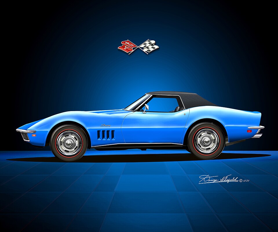 1969 C3 Chevrolet Corvette Coupe Hardtop - Side View - Lemans Blue - Art  Print by Danny Whitfield | Car Enthusiast Wall Art | MakerPlace by Michaels, image size:1080x900