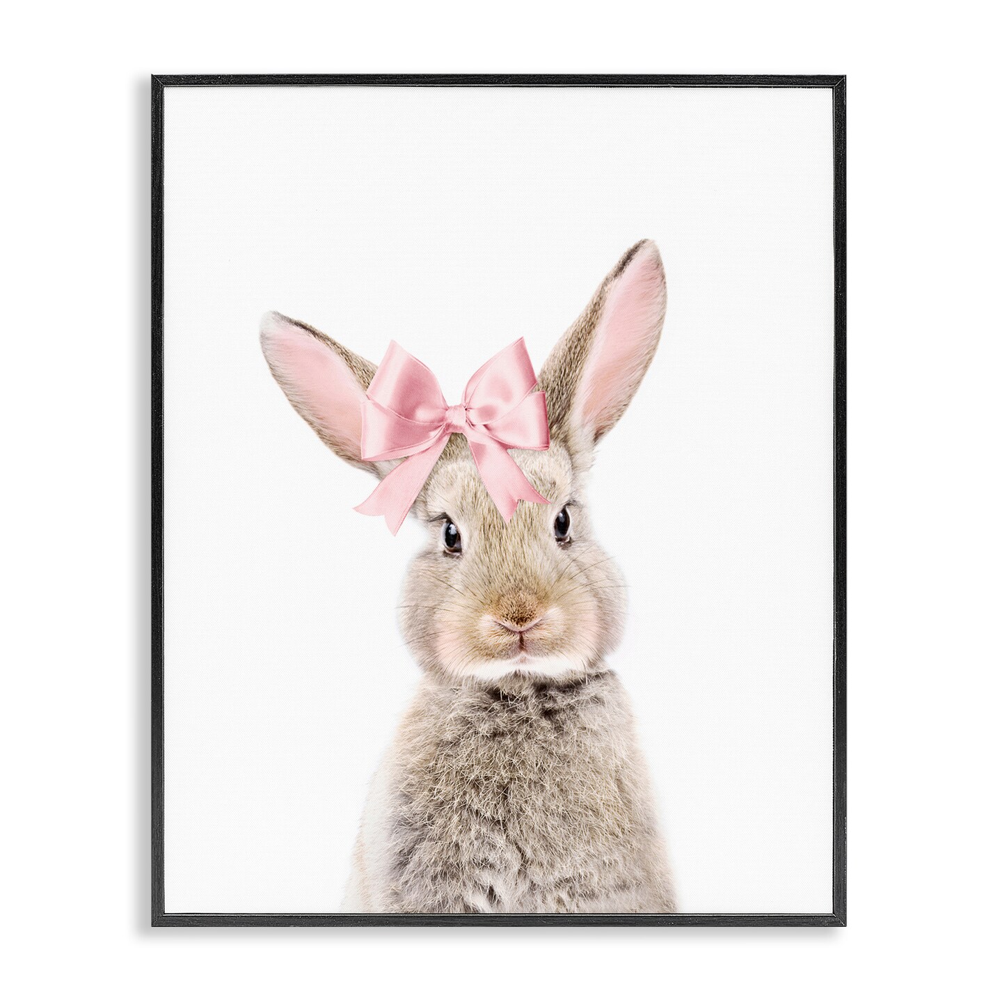 Stupell Industries Bunny with Pink Bow Framed Giclee Wall Art Design by Sisi and Seb