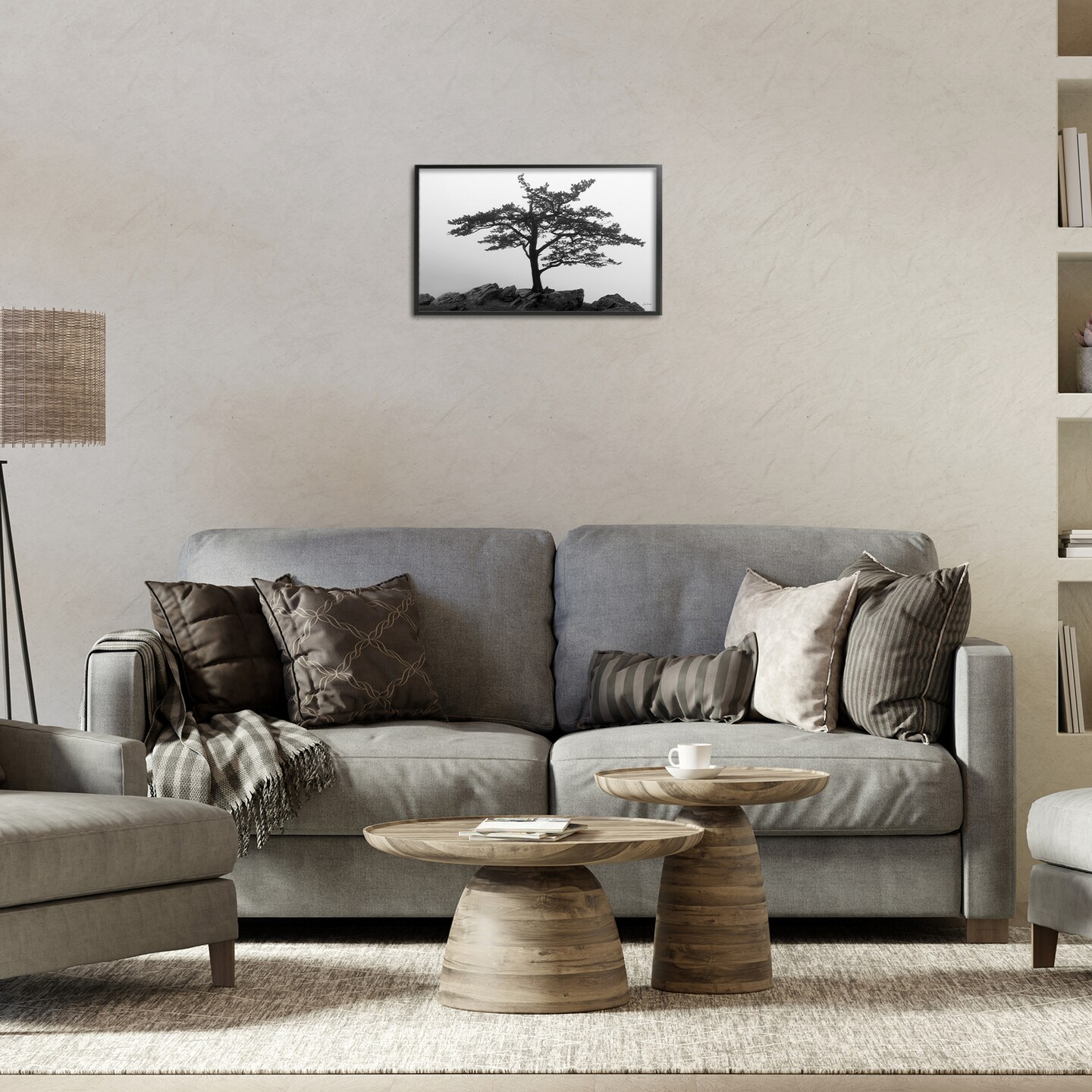 Stupell Industries Lone Tree on Rocks Framed Giclee Wall Art Design by Lori Deiter