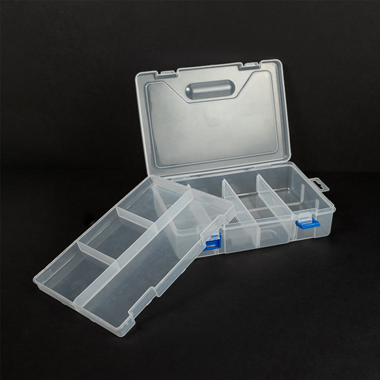 Plastic Storage Organizer Box with 8 Slots, Removable Dividers and Tray - for Craft, Jewelry, Office, Beauty, Travel Etc.