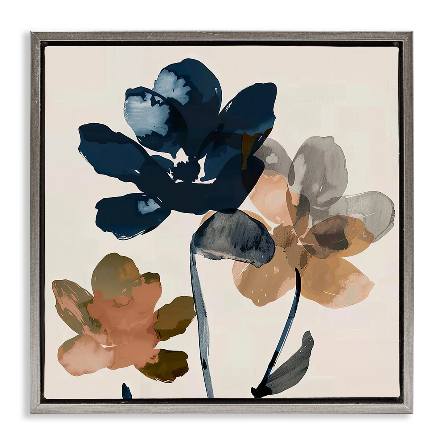 Stupell Industries Abstract Earth Tone Blooms Framed Floater Canvas Wall Art Design by Irena Orlov