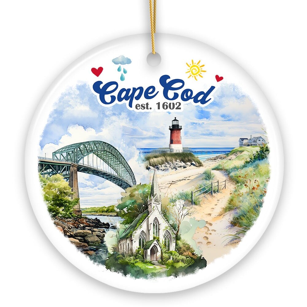 Serene and Vintage Cape Cod Massachusetts Ornament, Rustic Christmas Souvenir and Gift