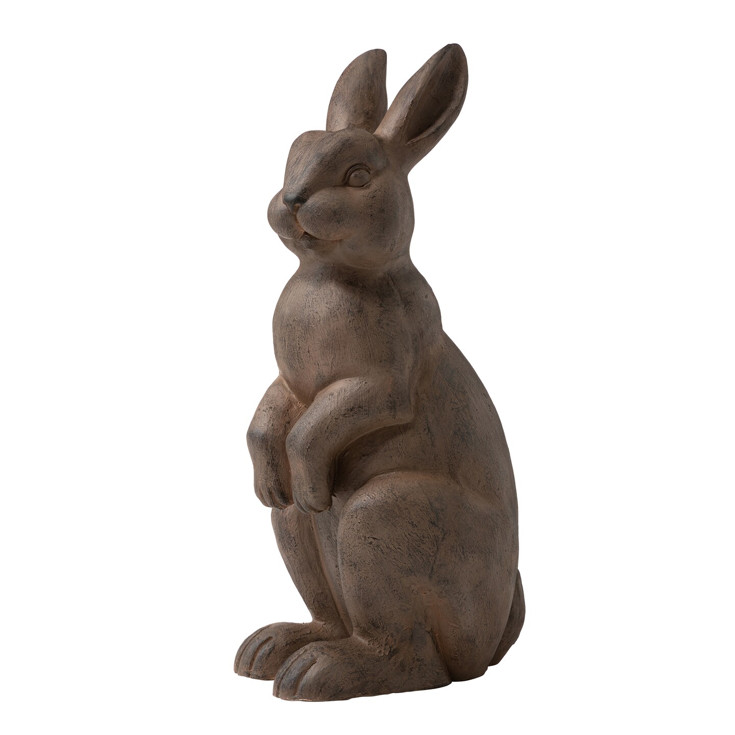 22.75&#x22;H MGO Bronze/White Standing Rabbit Statue