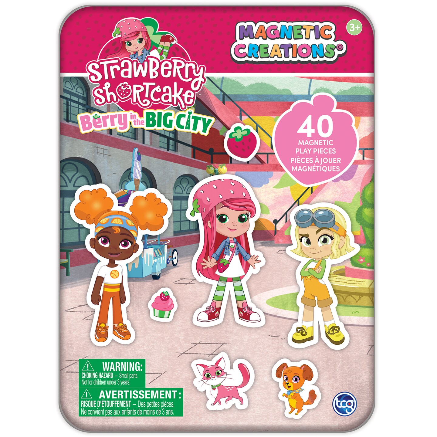Magnetic Creations Tin: Strawberry Shortcake - Creative Storytelling Playset, 40 Pop-Out Magnets, Beautiful Play Scene, Mix &#x26; Play Toy, Kids Ages 3+