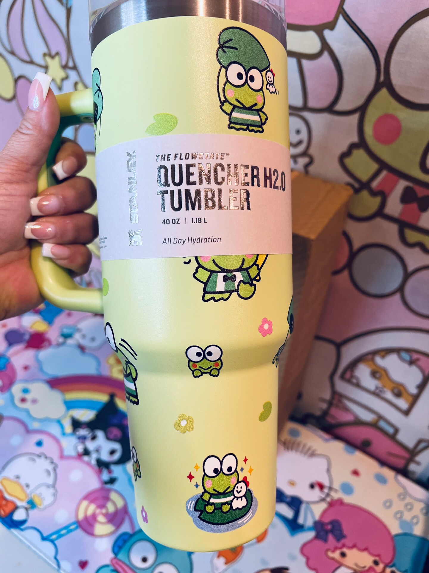 Kawaii Custom Stanley Keroppi Frog 40oz Tumbler Insulated Cup