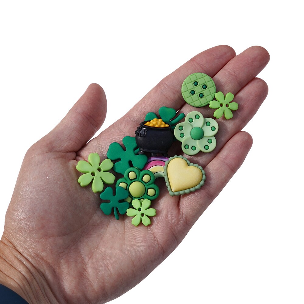 Buttons Galore St. Patrick&#x27;s Day Buttons Galore 50 Piece Button Assortment &#x2013; 50 Novelty Buttons for Crafts &#x26; Sewing &#x2013; Shamrock, Rainbow, Pot of Gold, and Green Heart Designs
