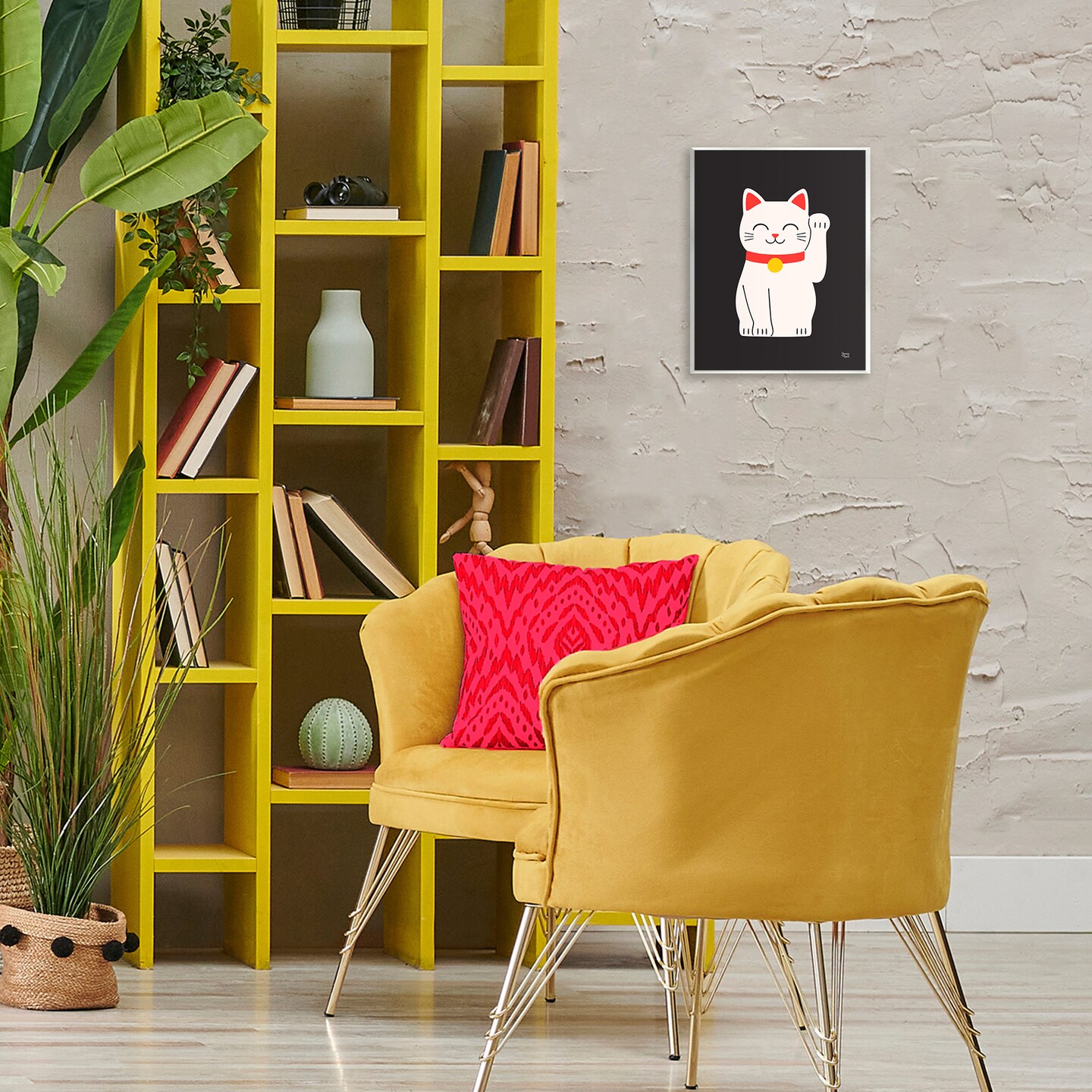 Stupell Industries Maneki Neko Lucky Cat Wall Plaque Art Design by Jessica Beck