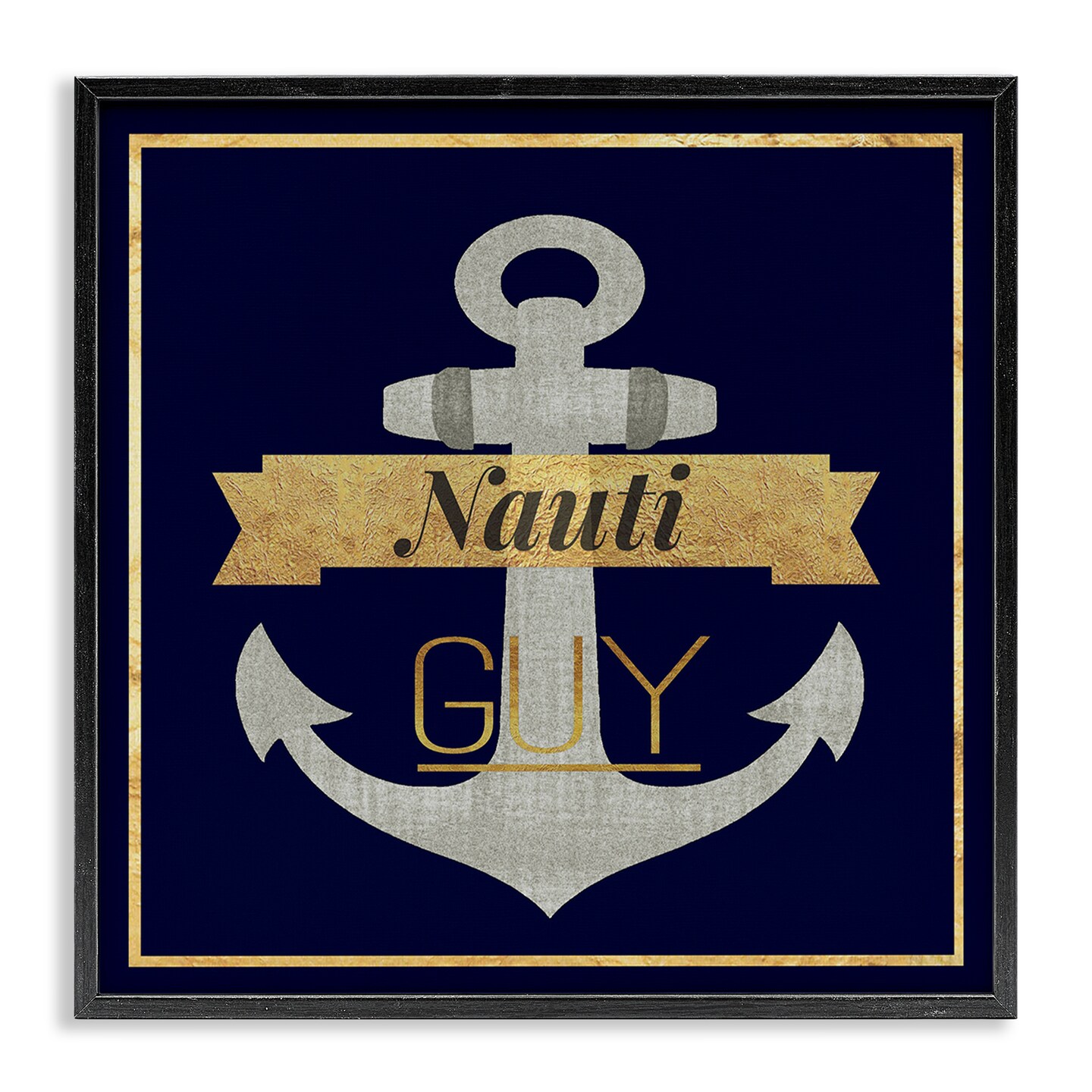 Stupell Industries Nauti Guy with Anchor Framed Giclee Wall Art Design by Graffi*tee Studios