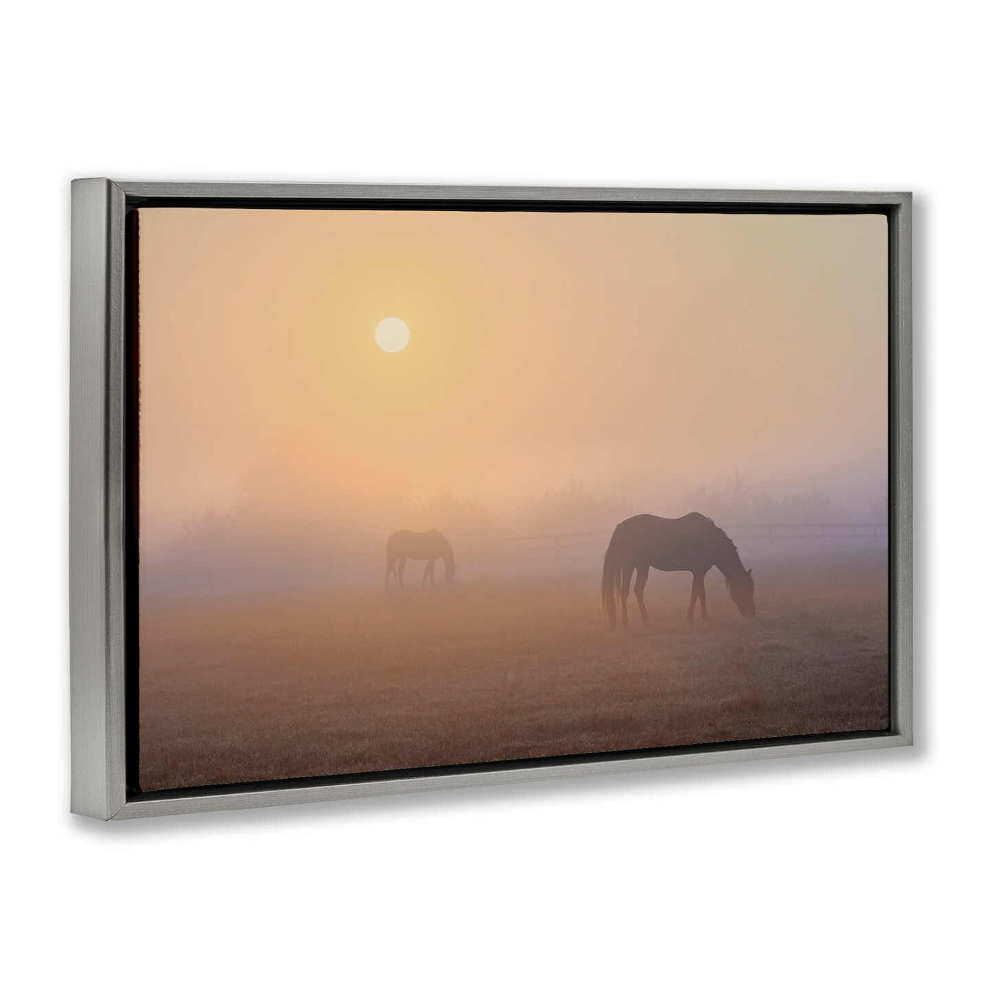 Stupell Industries Misty Sunlit Horses Framed Floater Canvas Wall Art Design by Marty Hulsebos