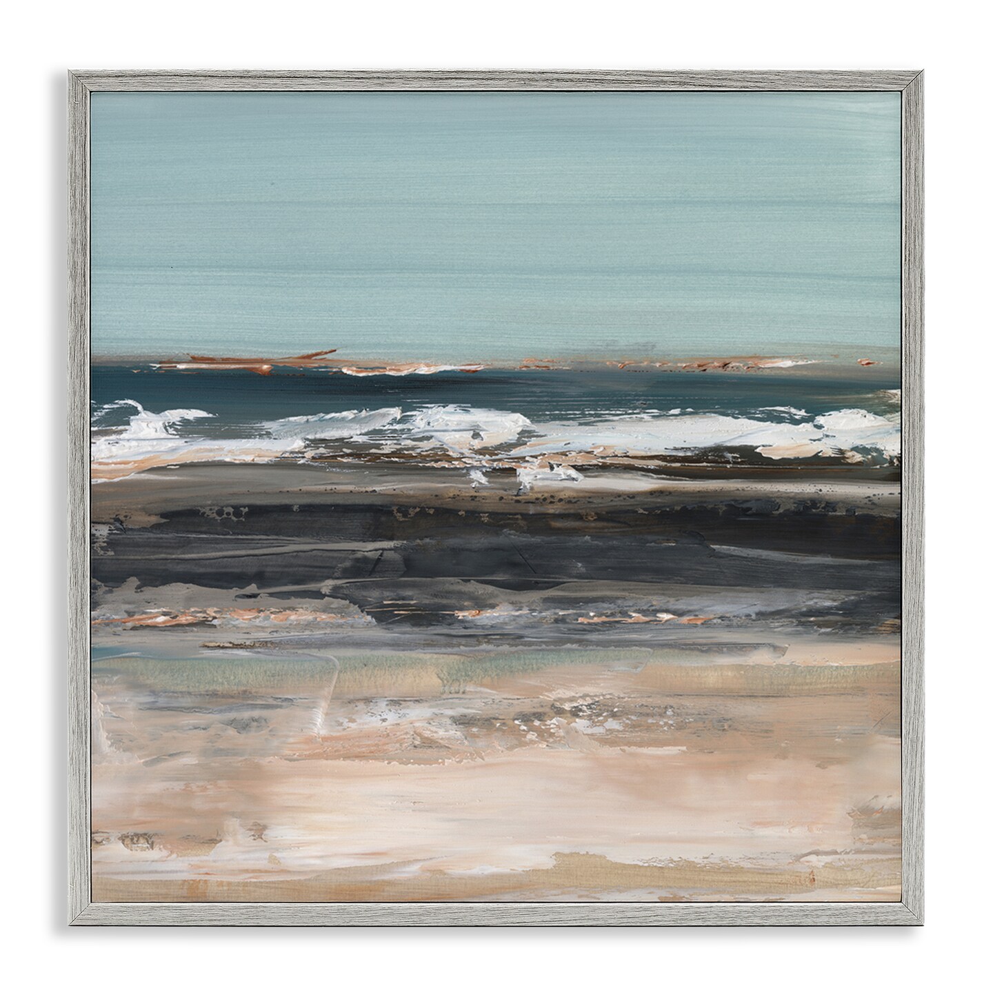 Stupell Industries Moody Grey Beach Waves Framed Giclee Wall Art Design by Ethan Harper