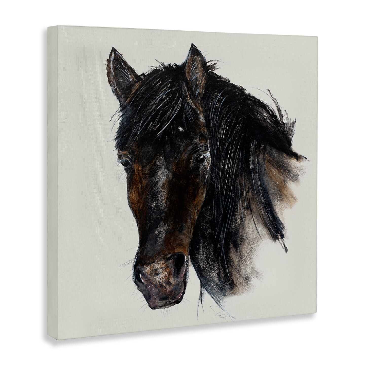 Stupell Industries Paint Stroke Black Horse Canvas Wall Art Design by Filippo Ioco
