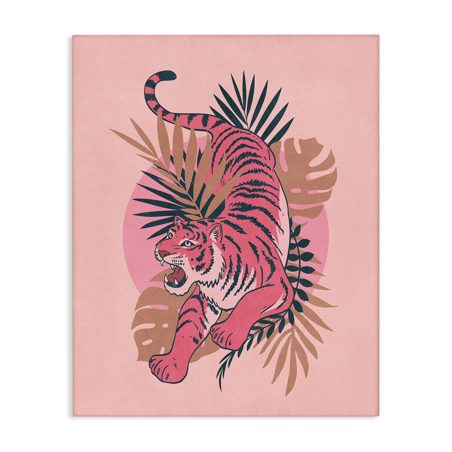 Stupell Industries Muted Retro Tiger Canvas Wall Art Design by