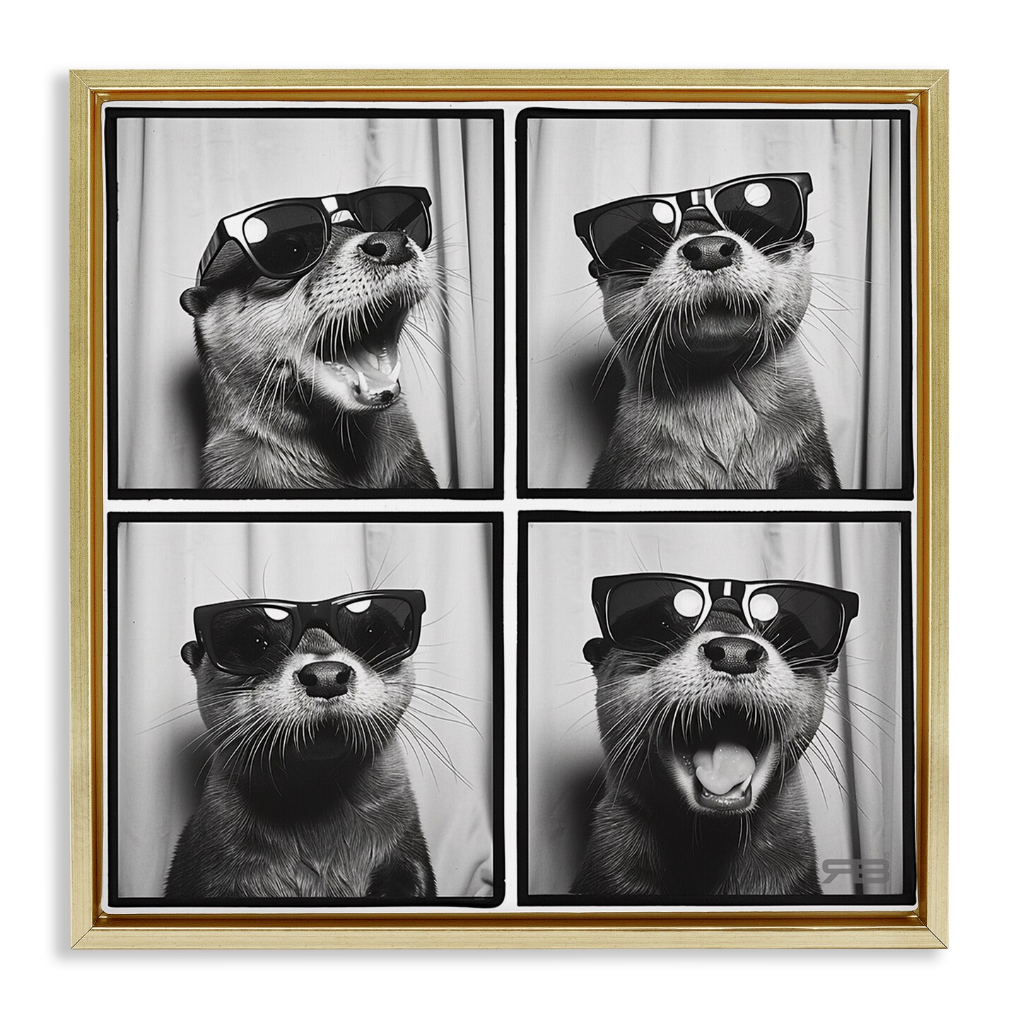 Stupell Industries Fun Sunglasses Otter Framed Floater Canvas Wall Art Design by Roozbeh Bahramali