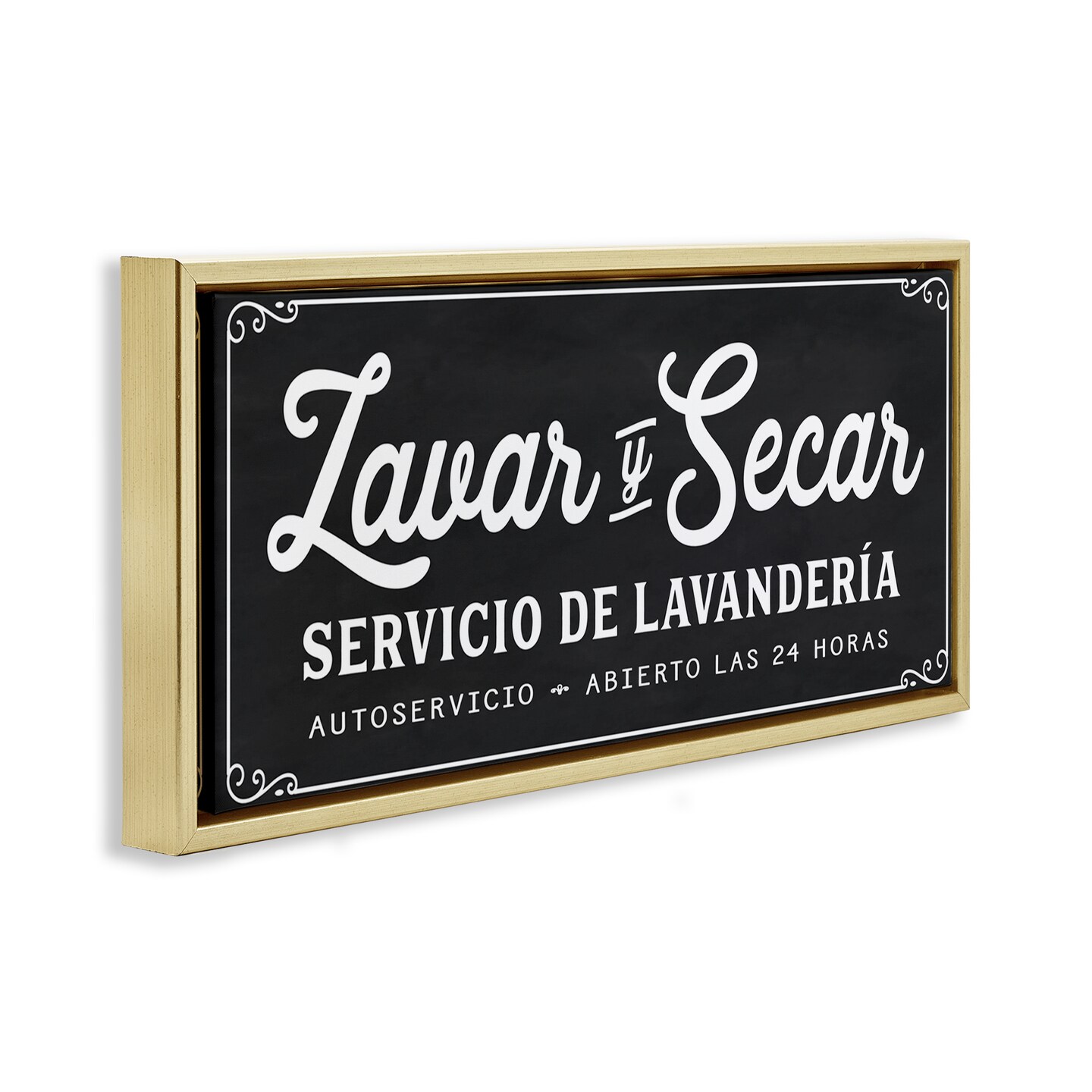 Stupell Industries Lavar y Secar Lavandería Framed Floater Canvas Wall Art