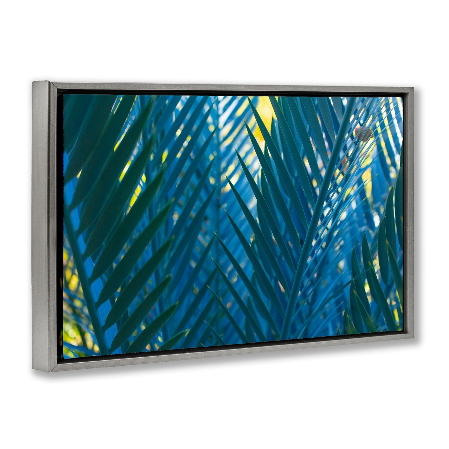 Stupell Industries Blue Palm Fronds Framed Floater Canvas Wall Art Design by Carol La Barge